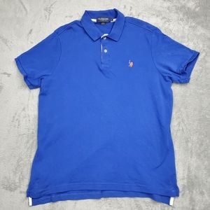 Blue US POLO ASSN. Polo T Shirt Size Large Preppy Embroidered Logo Excellent Con